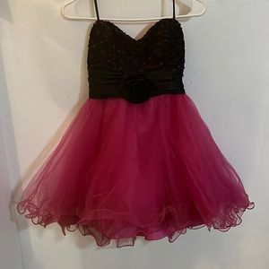 Strapless size 7 black/hot pink mini dress